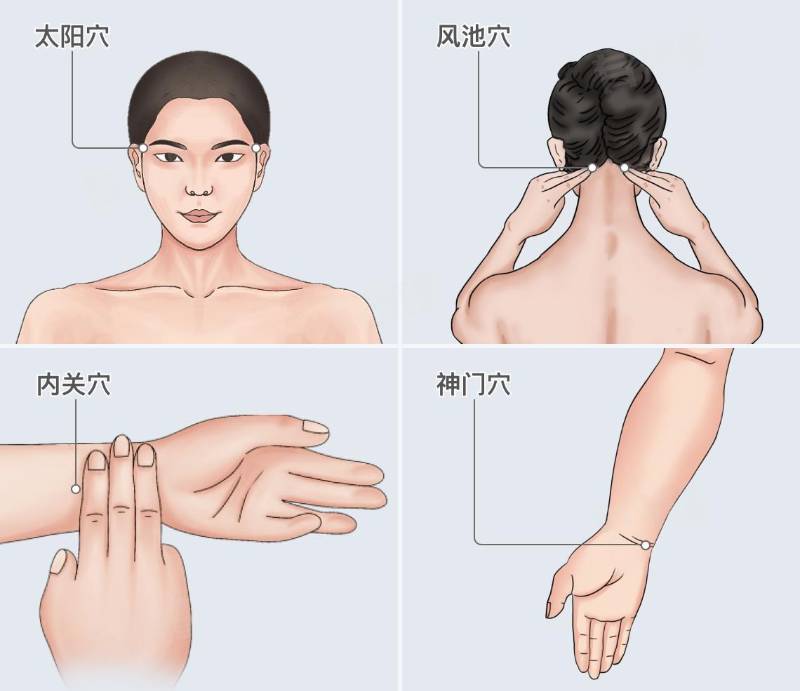 按摩放松助眠详细知识篇：太阳穴、风池穴、内关穴讲解